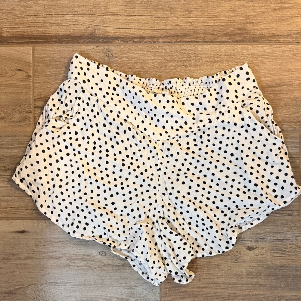 Billabong Black and White Polka Dot High Waist Shorts